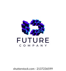logotipo moderno de inicio de letra tech d
