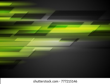 Fondo tecnológico oscuro con luz verde brillante. Diseño de vectores