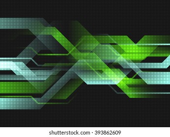 Tech dark background with yellow glowing stripes. Vector illustration EPS10