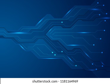 Tech dark blue futuristic abstract circuit board background. Vector illustration