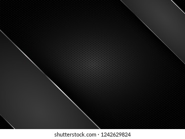 Tech dark design with perforated metal texture. Vector background
