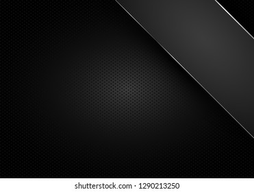 Tech dark design with perforated metal texture. Vector background