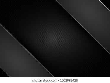 Tech dark design with perforated metal texture. Vector background