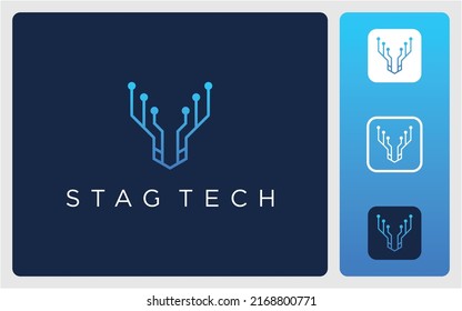 tech deer with simple lines tech feel