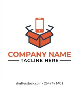 Tech Delivery Logo Design with Phone and Box Icon for Modern Business Ventures and Startup Companies Branding Identity