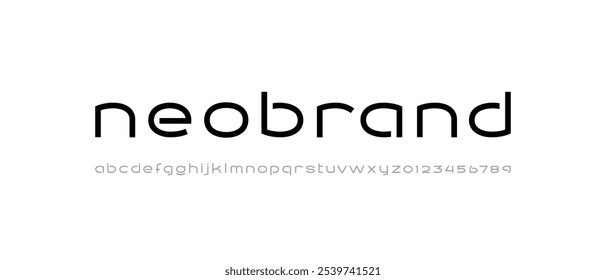 Tech digital font, cyber alphabet made future style, letters A, B, C, D, E, F, G, H, I, J, K, L, M, N, O, P, Q, R, S, T, U, V, W, X, Y, Z and numerals 0, 1, 2, 3, 4, 5, 6, 7, 8, 9, vector illustration