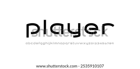 Tech digital font, cyber alphabet made future style, letters A, B, C, D, E, F, G, H, I, J, K, L, M, N, O, P, Q, R, S, T, U, V, W, X, Y, Z and numerals 0, 1, 2, 3, 4, 5, 6, 7, 8, 9.