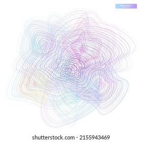 Tech digital future line shapes vector background isolated on white backdrop. Technology 3d pattern illustration with energy wavy lines, surfaces. Sound music dynamic futuristic concept.