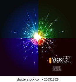 tech discharge sparks of different colors