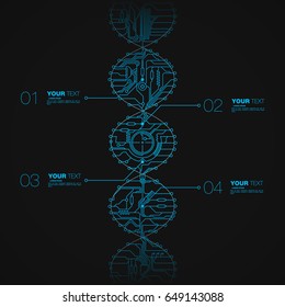 Tech dna style infographic with editable text boxes