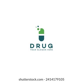 Tech Drug, Pill, plantilla de diseño del logotipo de la cápsula. Diseño del logotipo de farmacia con logotipo de tipo de tabletas medicas vectoriales. Logo de la tecnología.