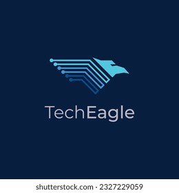 Tech eagle logo suitable for business communication, technology, computer, connection, cyber etc.