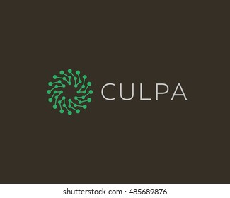 Tech electronic logo design template. Sun science medicine app vector icon logotype. 