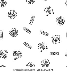 tech enthusiast geek nerd man vector seamless pattern thin line illustration