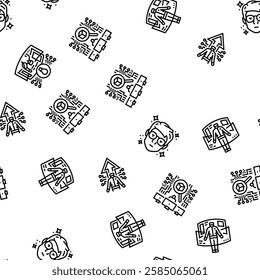 tech enthusiast geek nerd man vector seamless pattern thin line illustration