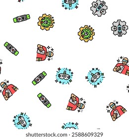 tech enthusiast geek nerd man vector seamless pattern thin line illustration