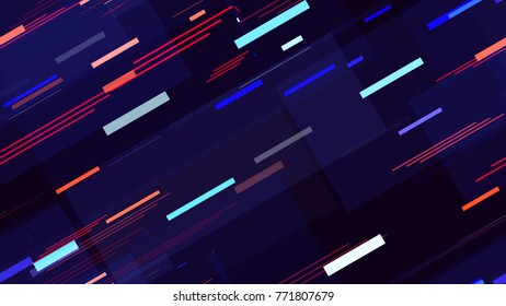 Tech Fashion Print Design with Neon Stripes and Lines. Futuristic Lights Background. Bright Stripes on Dark Backdrop. Packaging, Advertising Seamless Pattern Background.