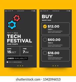 Tech Festival Ticket Booking App Interface Design