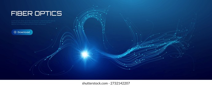 Tech fiber optic and wave ai light with line data internet. Connect modern fibre and purple digital flow with speed space concept. Technology tech futuristic and future wave streak with graphic.