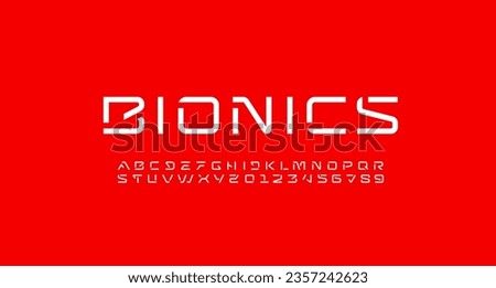 Tech font, digital alphabet, letters A, B, C, D, E, F, G, H, I, J, K, L, M, N, O, P, Q, R, S, T, U, V, W, X, Y, Z and numerals 0, 1, 2, 3, 4, 5, 6, 7, 8, 9 made in design cyber future, vector illustra