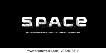 Tech font, digital cyber alphabet, trendy modern letters A, B, C, D, E, F, G, H, I, J, K, L, M, N, O, P, Q, R, S, T, U, V, W, X, Y, Z and numerals 0, 1, 2, 3, 4, 5, 6, 7, 8, 9 made in design future