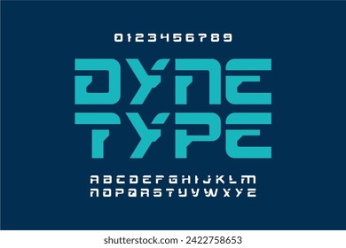 Tech font type. Technology letters symbol. Tech font.