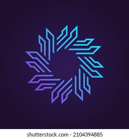 tech frame ornament with space text in center. vector illustration business technology logo template.