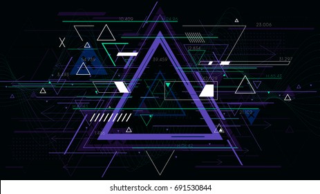 Fondos geométricos futuristas abstractos triangulares, ilustración de vector de ciencia ficción