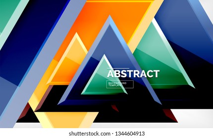 Tech futuristic geometric 3d shapes, minimal abstract background. Vector illustration