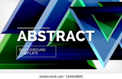 Tech futuristic geometric 3d shapes, minimal abstract background. Vector illustration