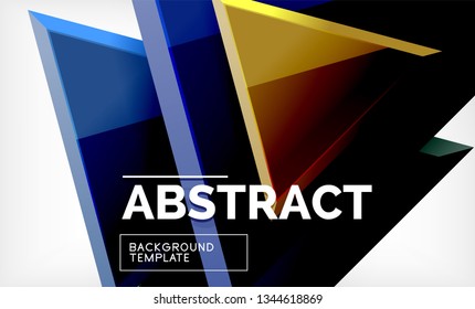 Tech futuristic geometric 3d shapes, minimal abstract background. Vector illustration