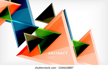 Tech futuristic geometric 3d shapes, minimal abstract background. Vector illustration