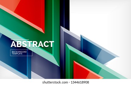 Tech futuristische geometrische 3D-Formen, minimaler abstrakter Hintergrund. Vektorgrafik