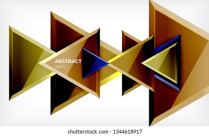 Tech futuristic geometric 3d shapes, minimal abstract background. Vector illustration