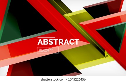 Tech futuristic geometric 3d shapes, minimal abstract background. Vector illustration