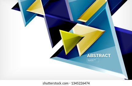 Tech futuristic geometric 3d shapes, minimal abstract background. Vector illustration