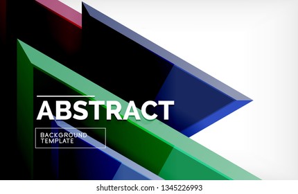 Tech futuristic geometric 3d shapes, minimal abstract background. Vector illustration