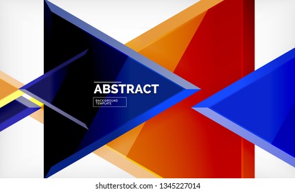 Tech futuristic geometric 3d shapes, minimal abstract background. Vector illustration