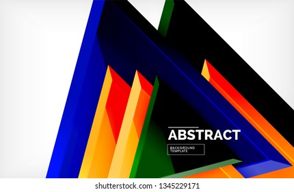 Tech futuristic geometric 3d shapes, minimal abstract background. Vector illustration