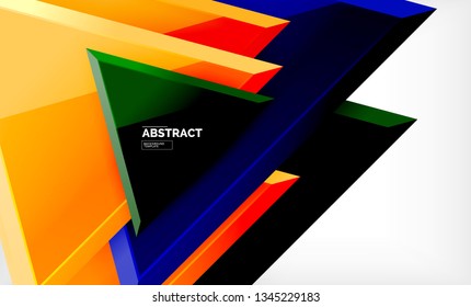 Tech futuristic geometric 3d shapes, minimal abstract background. Vector illustration