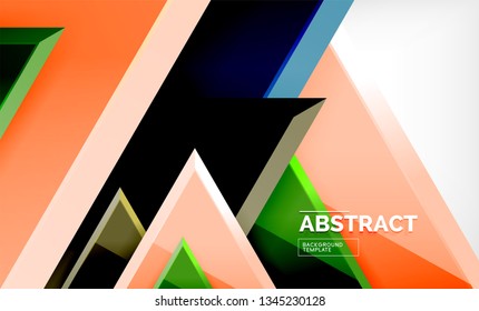 Tech futuristic geometric 3d shapes, minimal abstract background. Vector illustration