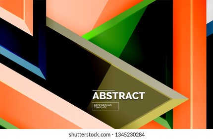 Tech futuristic geometric 3d shapes, minimal abstract background. Vector illustration