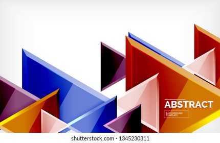 Tech futuristic geometric 3d shapes, minimal abstract background. Vector illustration