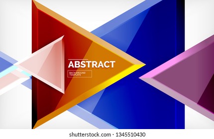 Tech futuristic geometric 3d shapes, minimal abstract background. Vector illustration