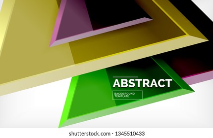 Tech futuristic geometric 3d shapes, minimal abstract background. Vector illustration
