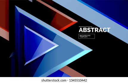 Tech futuristic geometric 3d shapes, minimal abstract background. Vector illustration