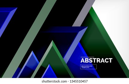 Tech futuristic geometric 3d shapes, minimal abstract background. Vector illustration