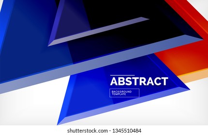 Tech futuristic geometric 3d shapes, minimal abstract background. Vector illustration