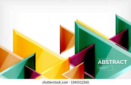 Tech futuristic geometric 3d shapes, minimal abstract background. Vector illustration