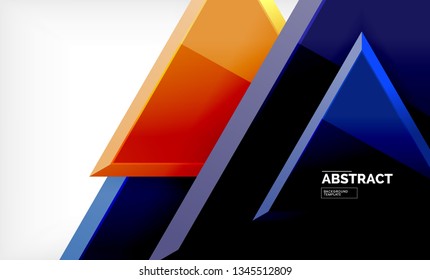 Tech futuristic geometric 3d shapes, minimal abstract background. Vector illustration